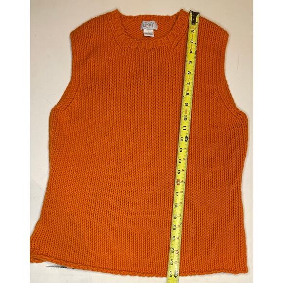Ann Taylor LOFT Chunky Knit Sweater Vest Sz Lg Orange Wool Blend Rib Tank Top - Picture 7 of 11